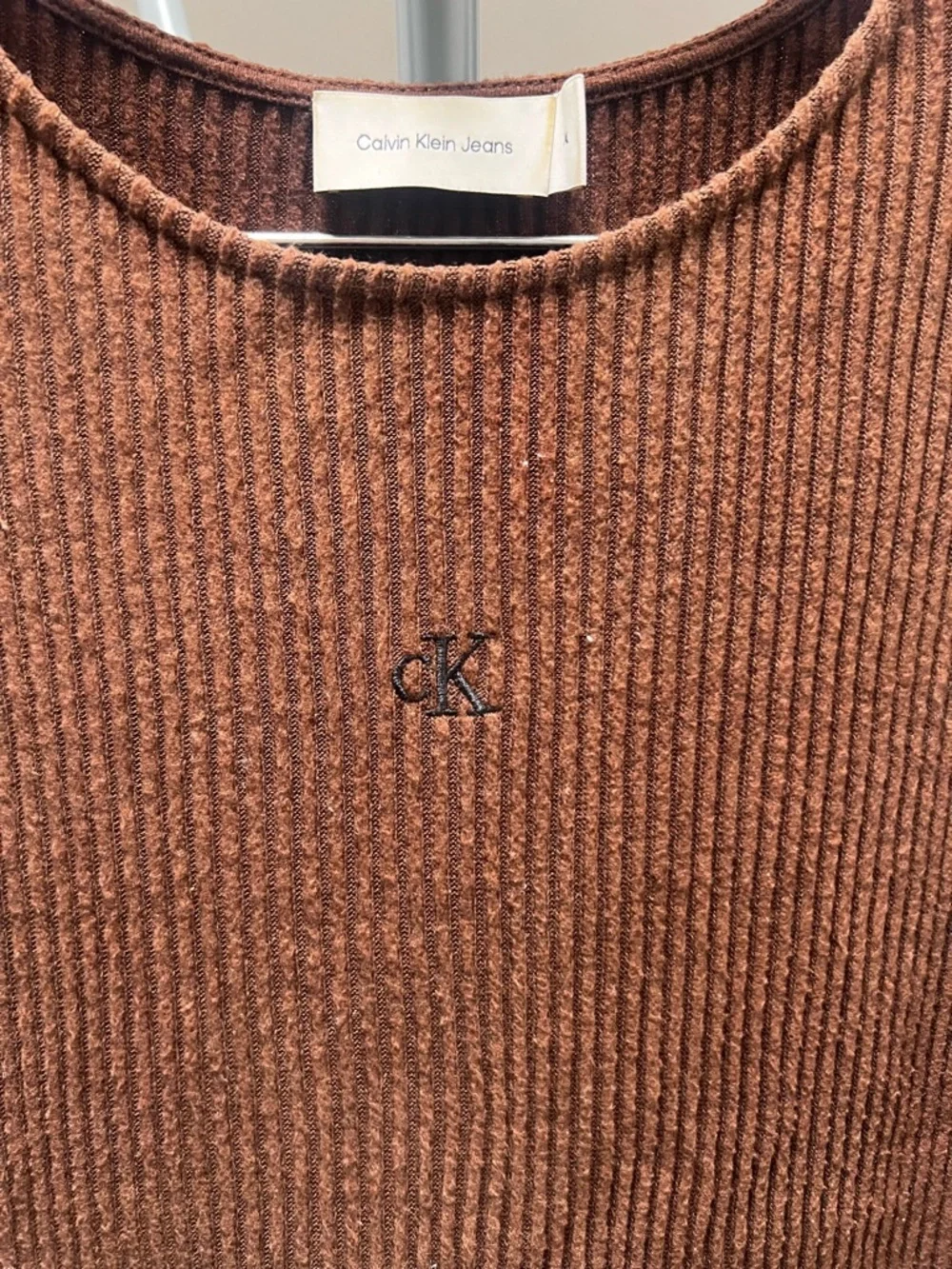 Calvin Klein Brown Ribbed Knit Maxi Dress